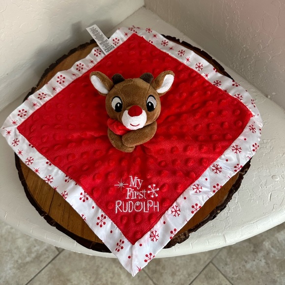 🎄Rudolph the Red-Nose Reindeer Baby Snuggle Blanket w/Rattle 🎄 - Picture 4 of 7